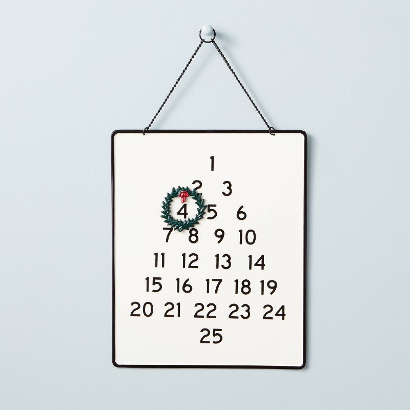16" Metal Christmas Advent Calendar with Wreath Magnet Cream/Black - Hearth & Hand™ with Magnol... | Target