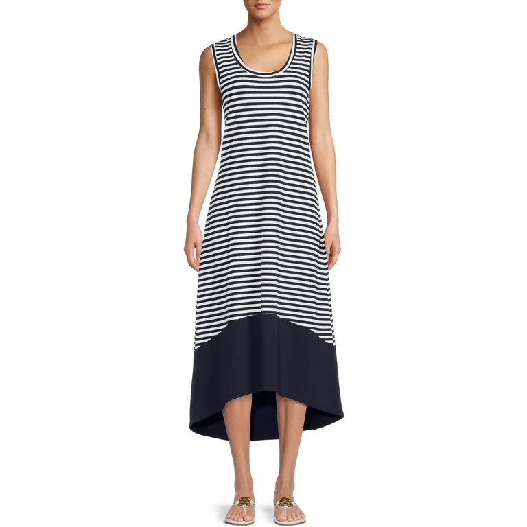 Time and Tru Women’s Pique Knit Dress with High Low Hem - Walmart.com | Walmart (US)