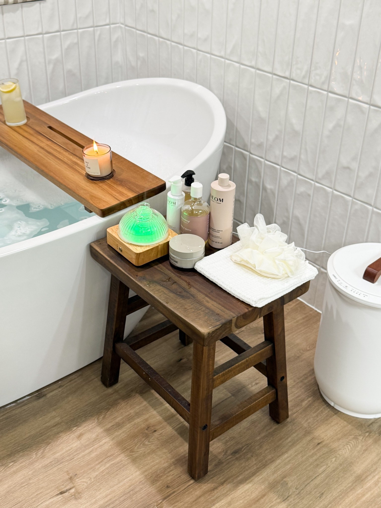 Spa bathroom essentials for the ultimate self-care night—bathtub tray, wooden shower stool, bath products, candlelight, and relaxing diffuser vibes. Cozy bathroom decor ideas to turn your tub into a luxury at-home spa. #LTKHome #BathroomDecor #SpaBathroom #SelfCareEssentials #BathtubTray #BathroomFinds #HomeSpa #CozyHomeDecor #AmazonHome #RelaxingNight

#LTKBeauty #LTKselfcare #LTKHome