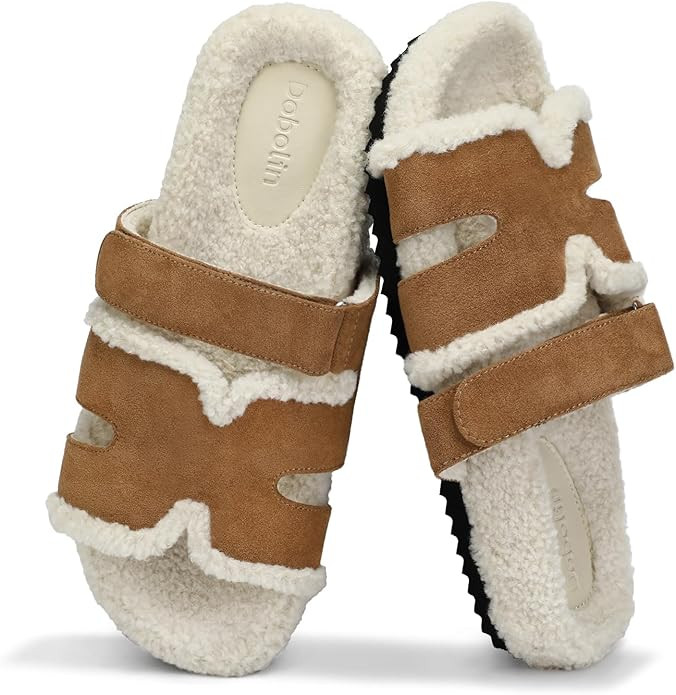Slippers for Women Fuzzy House Slippers Comfy Cozy Fluffy Slide Sandals Indoor and Outdoor | Amazon (US)
