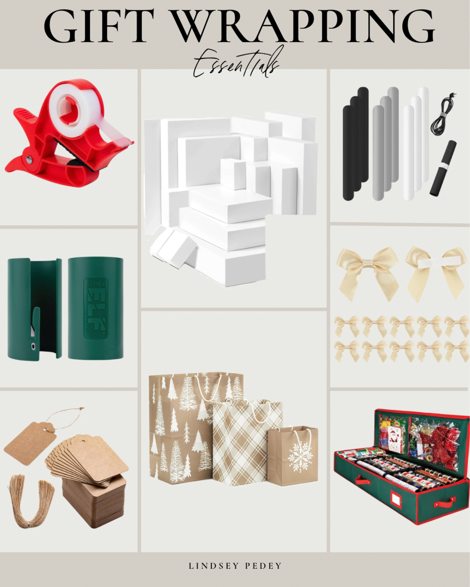 GIFT WRAPPING- Essentials

Premade bows, boxes, tags, Christmas bags, gift wrap organizer, elf gift wrap cutter, slap bands for wrapping paper, wrapping paper clamps and tap dispenser 



#LTKFindsUnder50 #LTKHoliday #LTKFindsUnder100