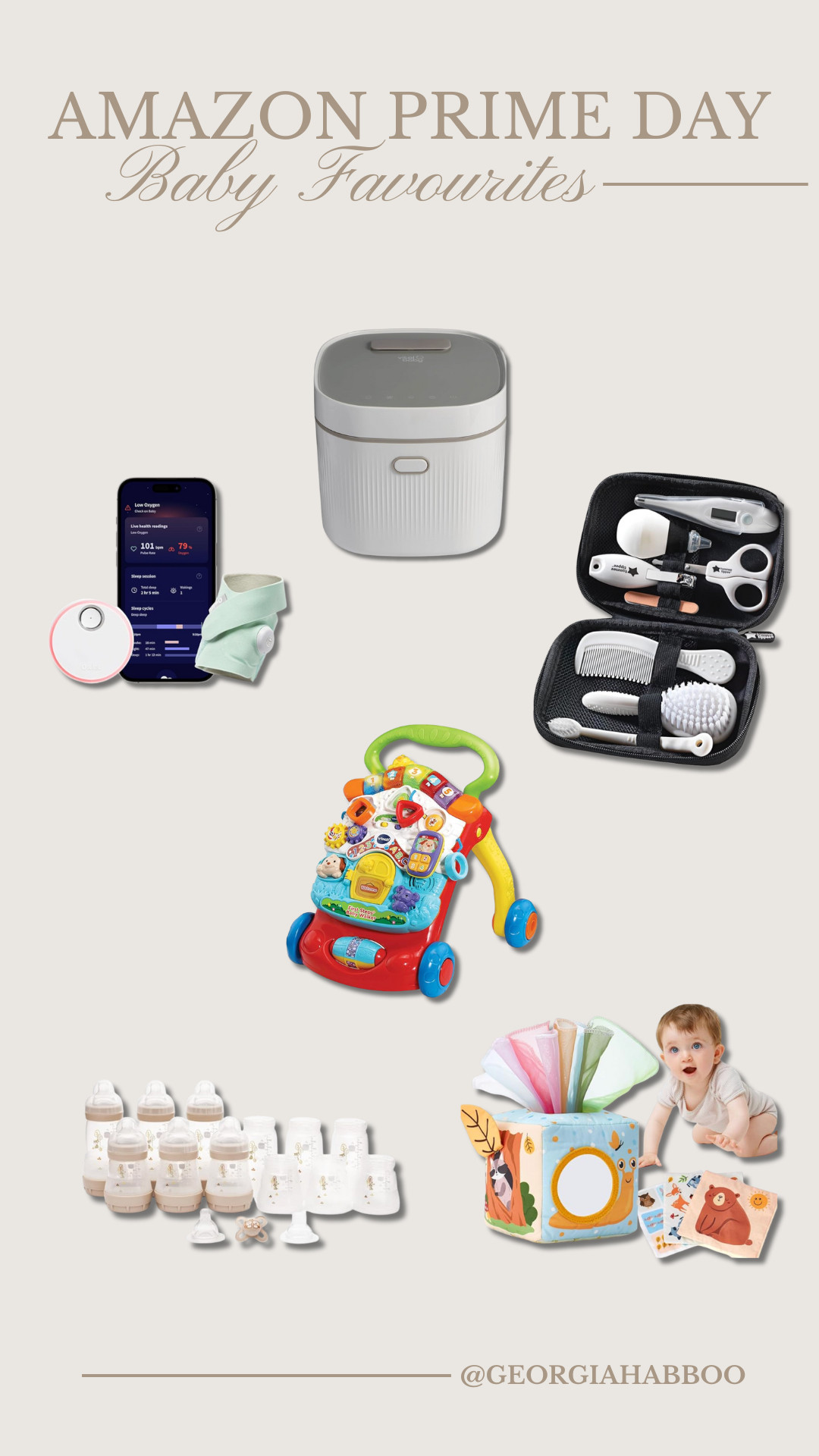 Amazon baby essentials, Vital Baby UV steriliser, Owlet Dream Sock monitor, Nannit Pro smart baby monitor, Tommee Tippee grooming kit, MAM anti-colic bottle set, Hahaland baby tissue box 

 #LTKxAmazon #LTKuk #LTKsale