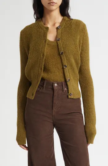 Veronica Beard Gilmour Crop Cardigan in Dove at Nordstrom, Size Large | Nordstrom