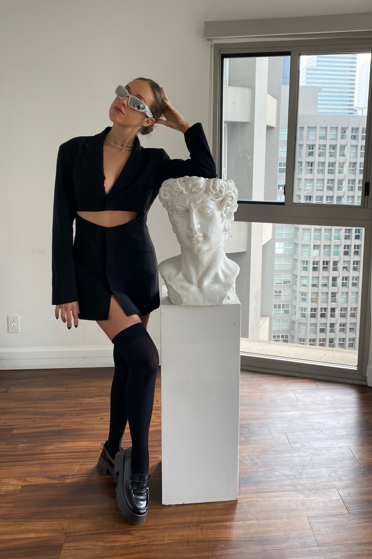 Topshop cutout blazer dress with chunky loafers and knee highs

#LTKstyletip #LTKSale #LTKsalealert