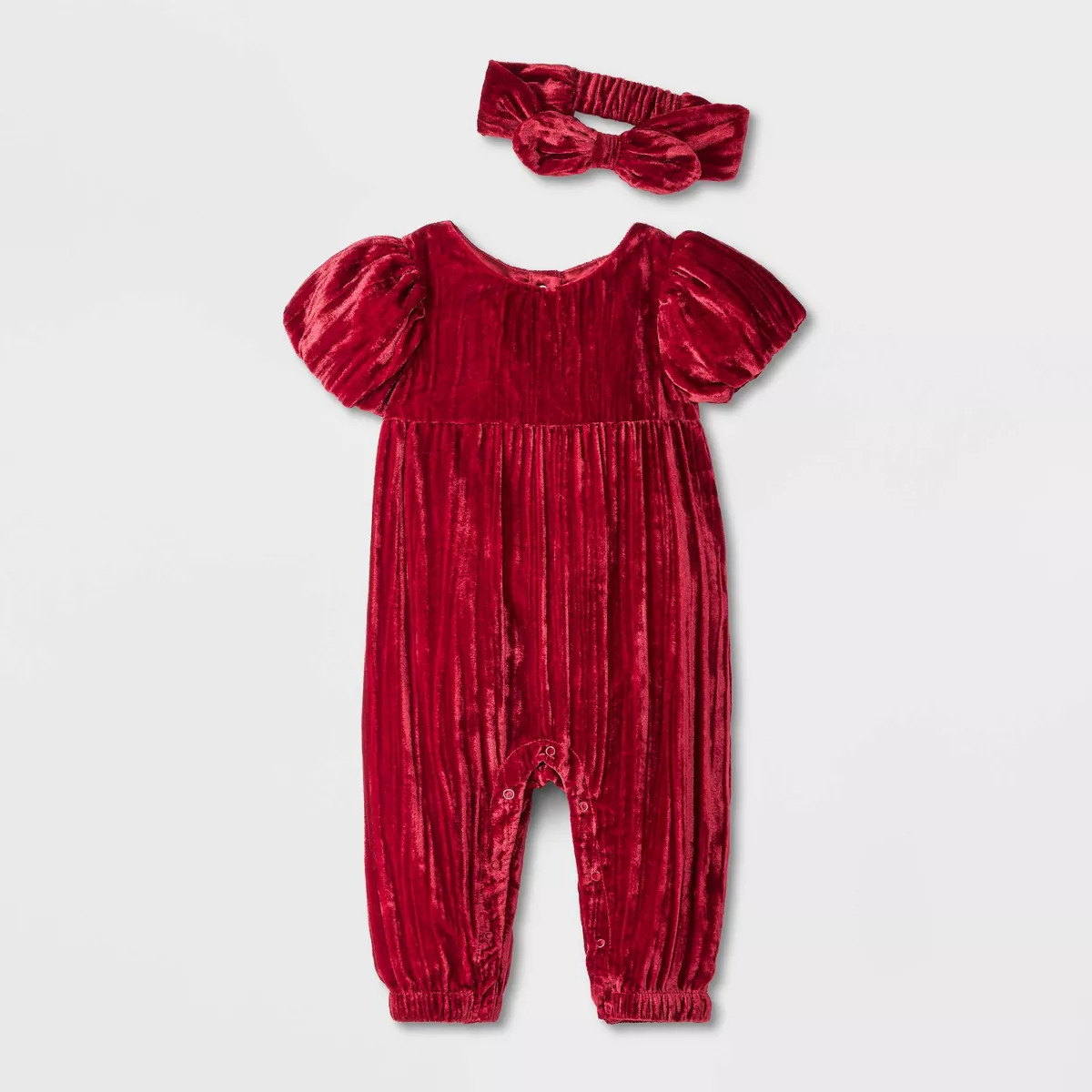 Baby Girls' Crinkle Velour Romper - Cat & Jack™ Dark Red | Target
