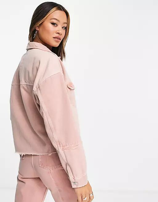 Topshop patchwork denim jacket in pink - part of a set | ASOS (Global)