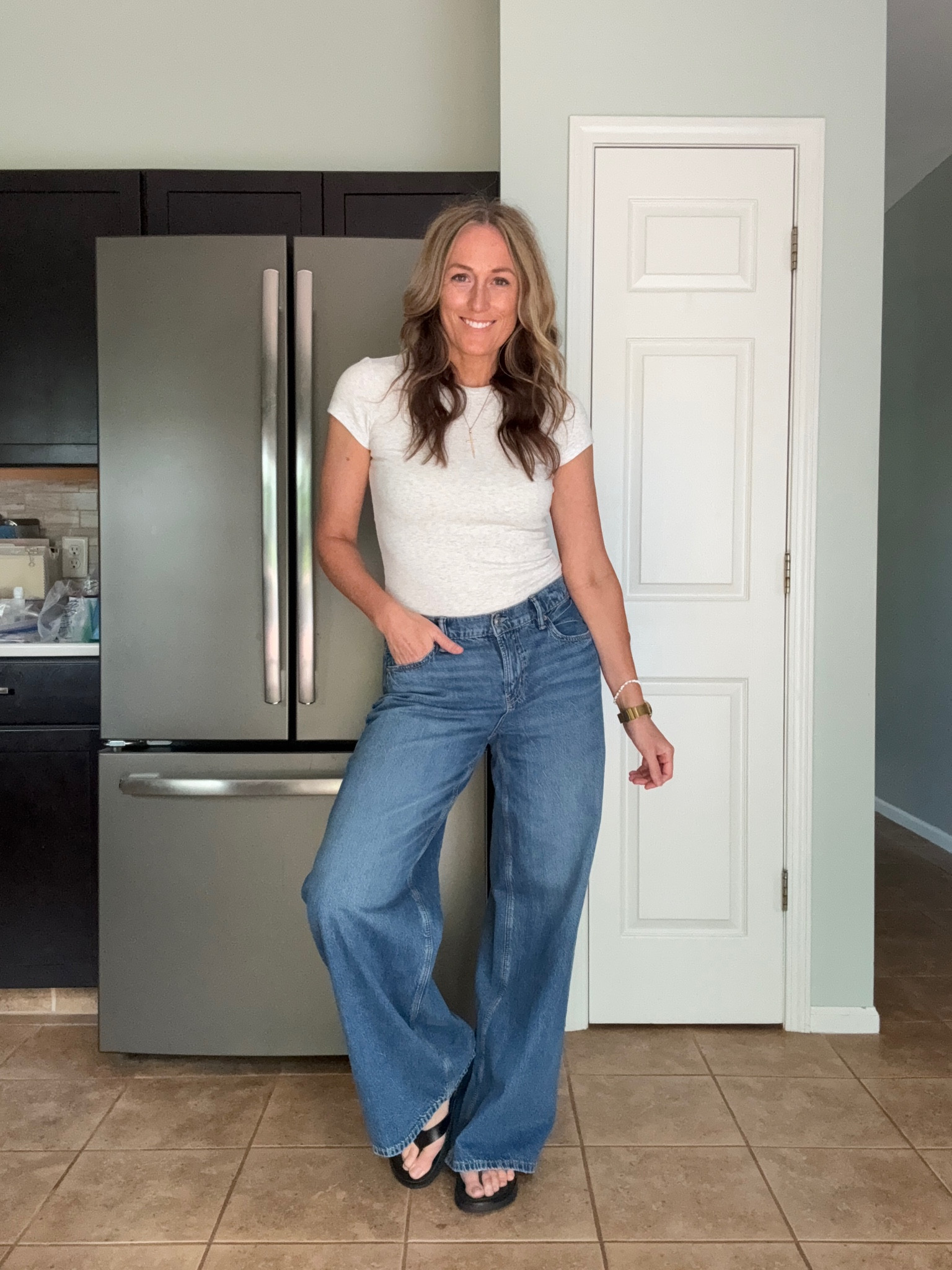 5/27/26 ✨ Tee is a small. Jeans are a 4 long.

Everyday outfits. Easy outfits. Easy outfit ideas. Neutral basics. Spring outfits. Spring outfit idea. Casual outfits. Basic mom outfit. Casual outfit idea. Casual outfit. Everyday outfit. Mom outfit. Street style. Casual mom outfit. Amazon fashion. Sports mom outfits. Sports mom outfit idea.

#LTKootd #LTKmomlife #LTKOver40