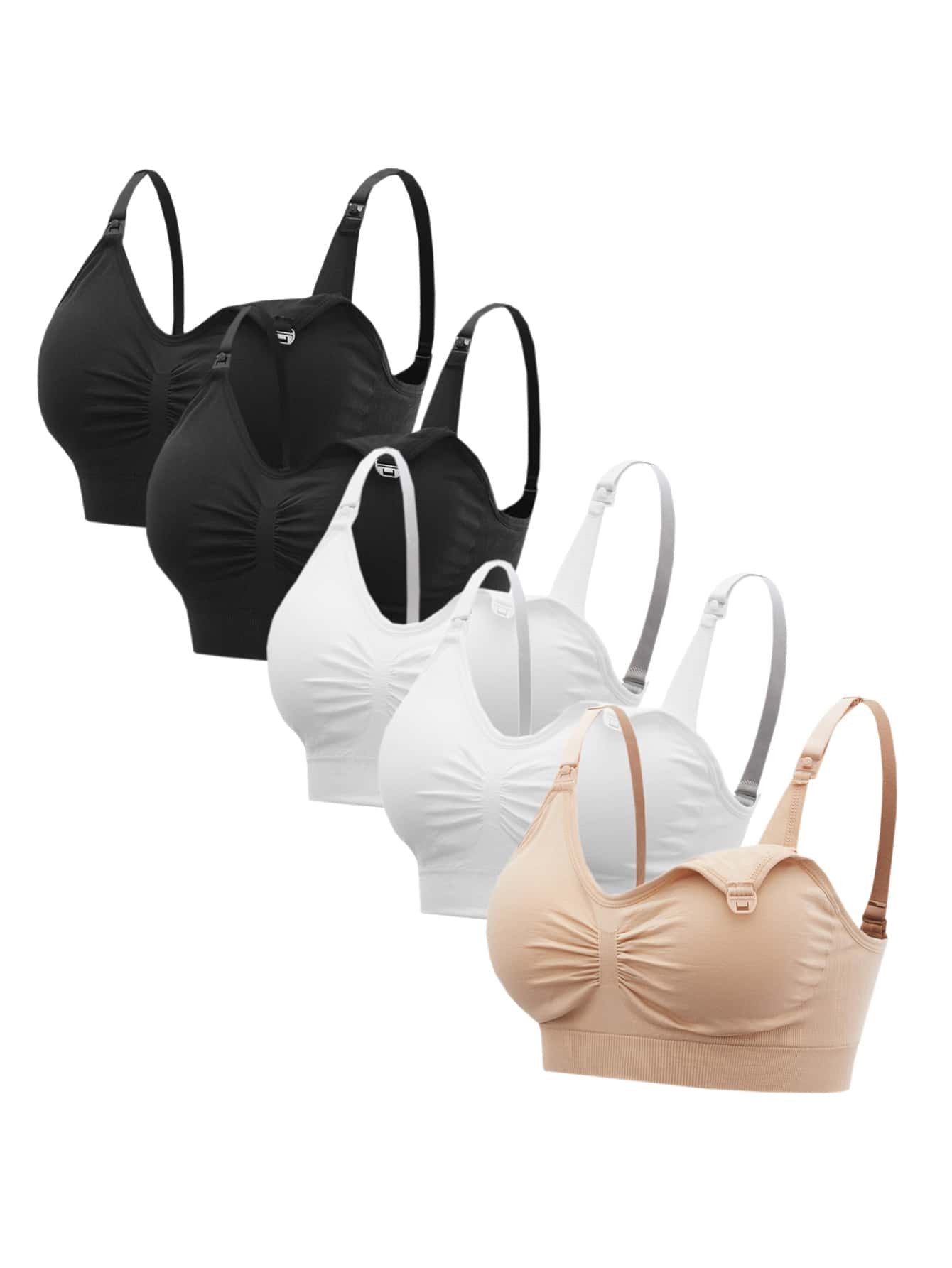 SHEIN Maternity 5pack Solid Ruched Nursing Bra | SHEIN