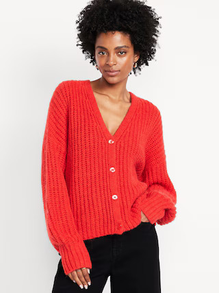 Wool-Blend Shaker-Stitch Cardigan Sweater | Old Navy (US)
