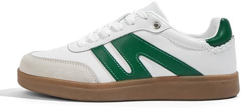 LUCKY STEP Women Classic Retro Gum Sole Fashion Sneakers Casual Tennis Skate Shoe Genuine Leather... | Amazon (US)
