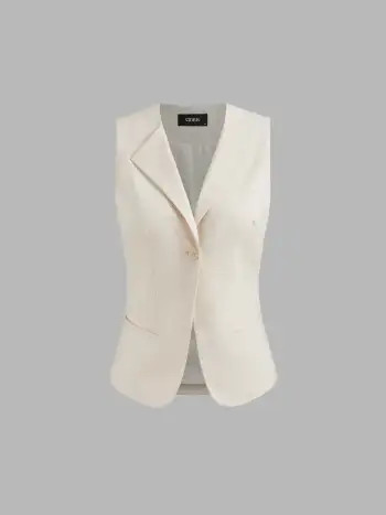 Woven Boat Neck Solid Button Vest | Cider