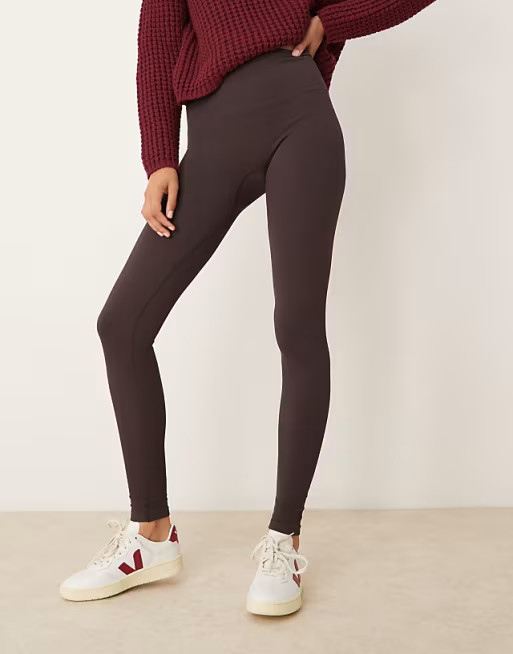 New Look seamless ribbed leggings in chocolate | ASOS (Global)