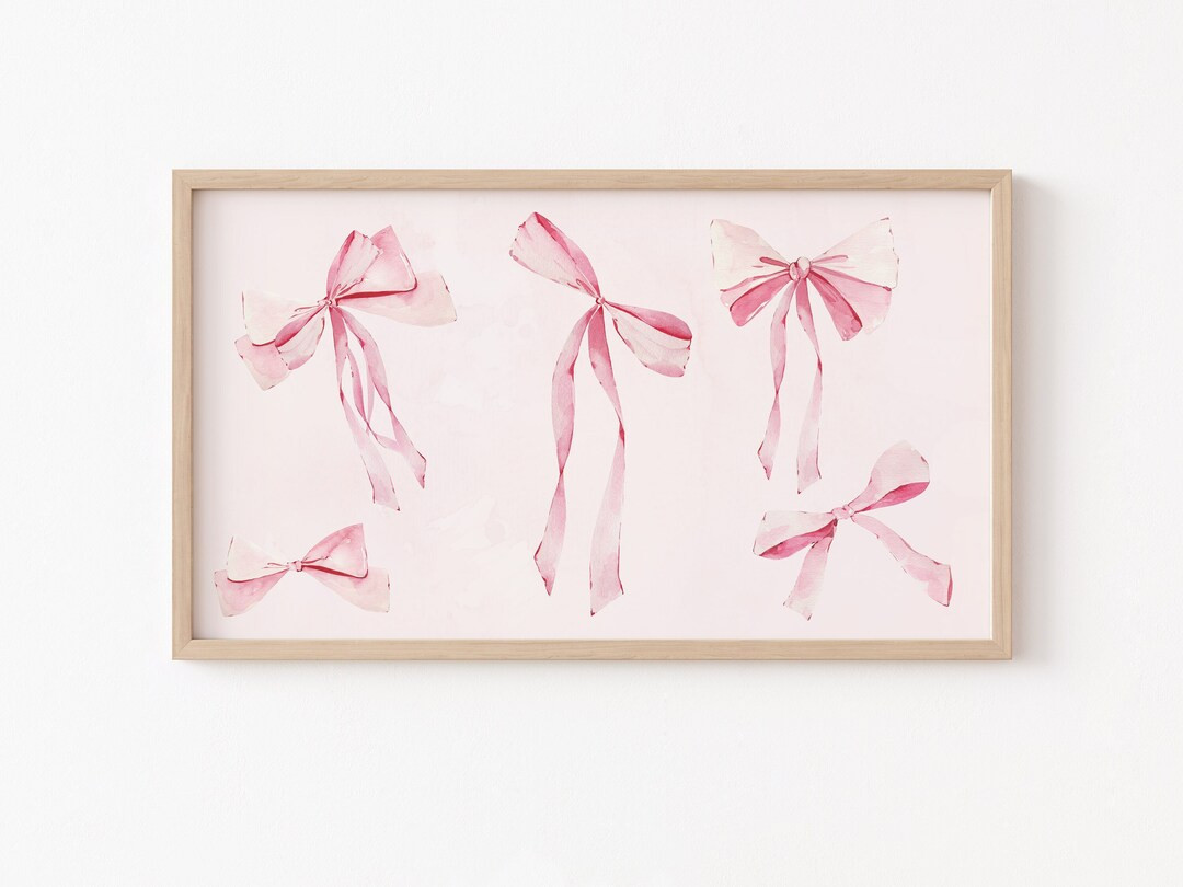 Frame TV Art File, Watercolor Bows, Valentine Frame TV, Pink Bows, Watercolor, Valentine's Day, P... | Etsy (US)