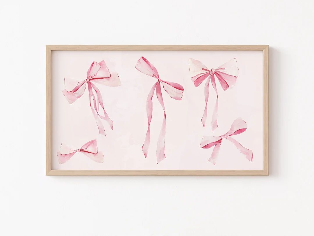 Frame TV Art File, Watercolor Bows, Valentine Frame TV, Pink Bows, Watercolor, Valentine's Day, P... | Etsy (US)