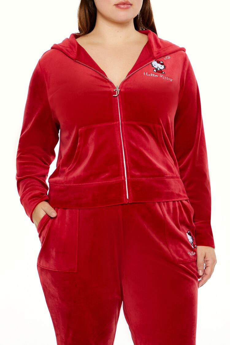 Plus Size Juicy Couture Hello Kitty Velour Zip-Up Hoodie | Forever 21