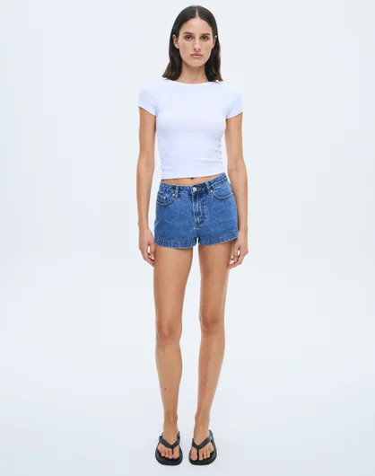 Mid Rise Denim Mini Short | Glassons (Australia)