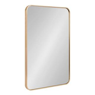 Kate and Laurel Zayda 30.00 in. H x 19.68 in. W Gold Rectangle Modern Framed Decorative Wall Mirr... | The Home Depot