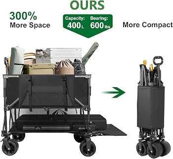 Double Decker Wagon 600lb Capacity & 400L Collapsible Sports Wagon | Amazon (US)