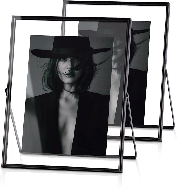 IZIDDO Black Floating Picture Frame set of 2(Frame 8"x10"), Gift Metal Glass Photo Frames,For Pic... | Amazon (US)