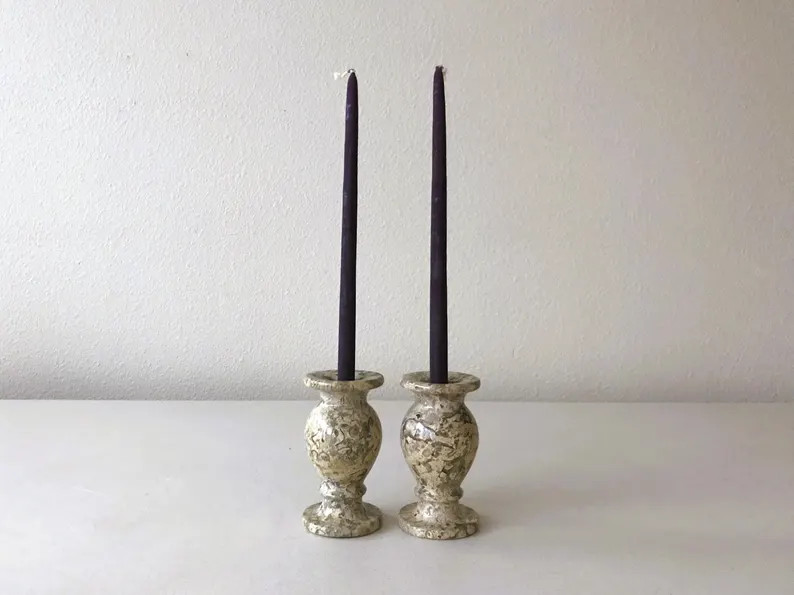 Vintage Carved Marble Granite Solid Stone Small Candle Holders Candlesticks - Set of 2 - Etsy | Etsy (US)