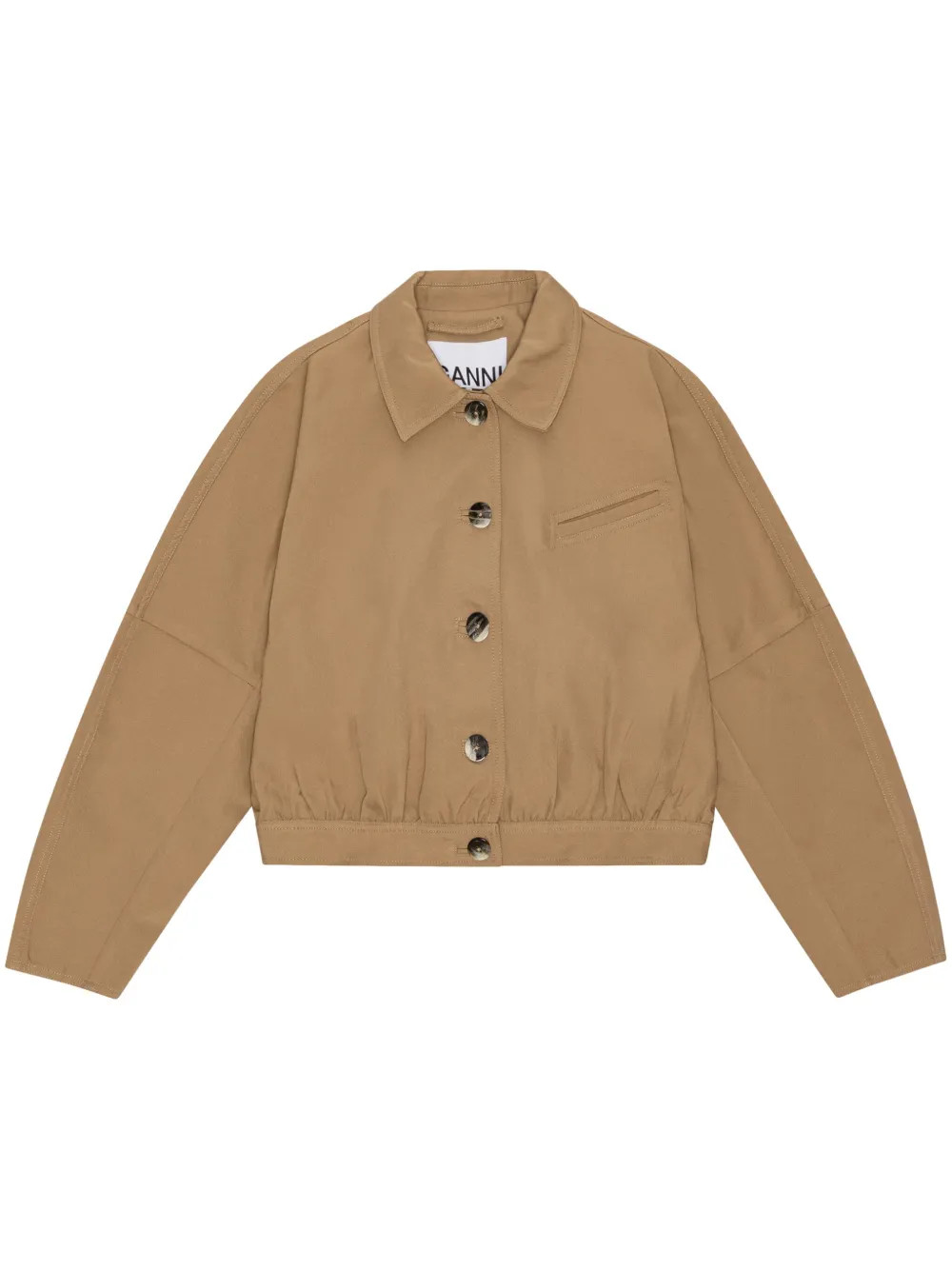 GANNI Pleated Cropped Jacket | Neutrals | FARFETCH BH | Farfetch Global