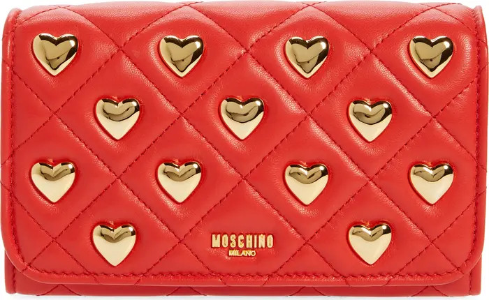 Moschino Heart Studs Leather Wallet on a Chain | Nordstrom | Nordstrom