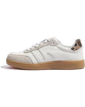 LUCKY STEP Women Classic Retro Gum Sole Fashion Sneakers Casual Tennis Skate Shoe Genuine Leather... | Amazon (US)
