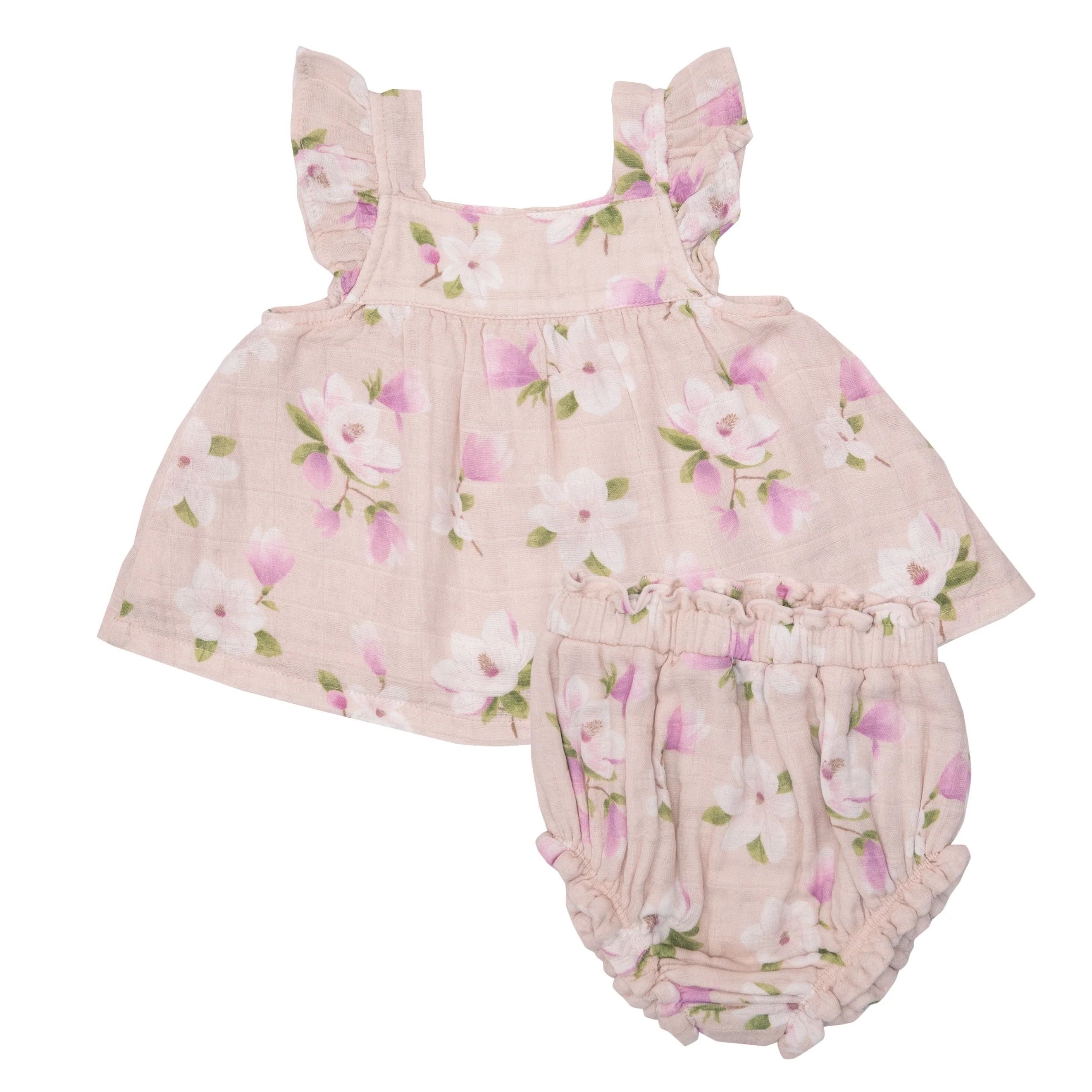 Butterfly Sleeve Pinafore Top & Bloomer, Southern Magnolias | SpearmintLOVE