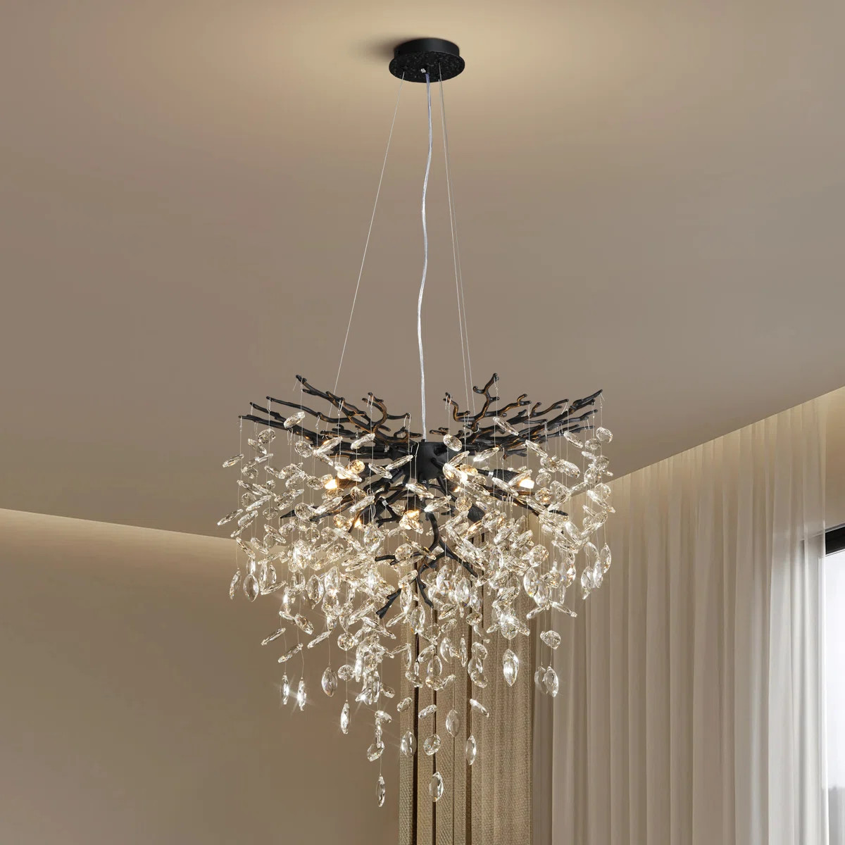 Modern 8-Light Chrome Crystal Chandelier With Tree Branch Design | Wayfair North America