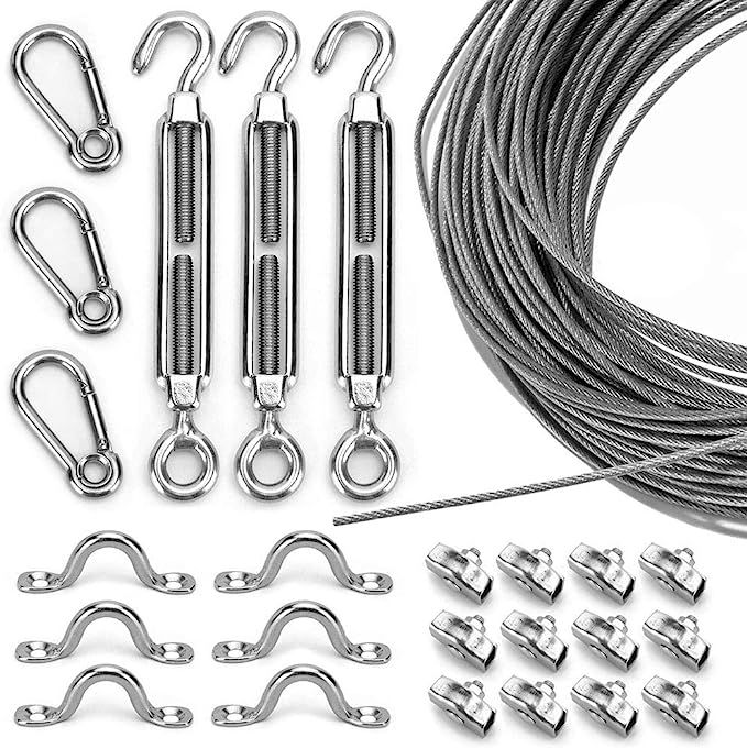 Litcher Globe String Light Suspension Kit, Outdoor Light Guide Wire, Vinyl Coated Stainless Steel... | Amazon (US)