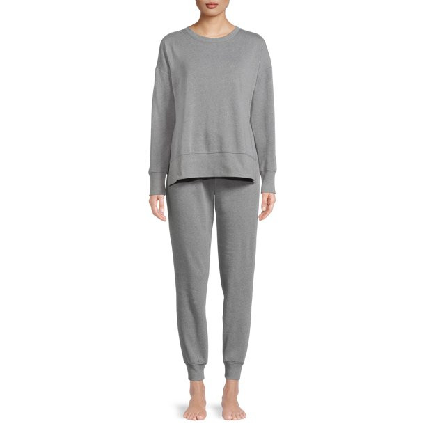 Secret Treasures Women's and Women's Plus Long Sleeve Vintage Wash Sweatshirt and Pants Set, 2-Pi... | Walmart (US)