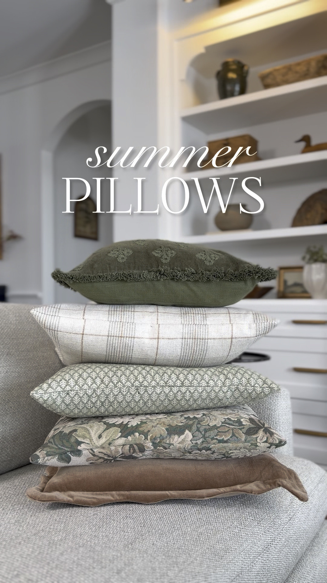 Summer pillows are one of the easiest ways to refresh a space! I love mixing solids, florals, and plaids within the same color palette to create a layered look that feels collected, cozy, and perfectly coordinated. The combination adds texture, pattern, and interest without overwhelming the room.

#LTKHome #LTKStyleTip #SummerDecor #ThrowPillows #NeutralHome #HomeStyling #CozyHome #DecorInspiration 

 #LTKSeasonal #LTKHome #LTKSaleAlert