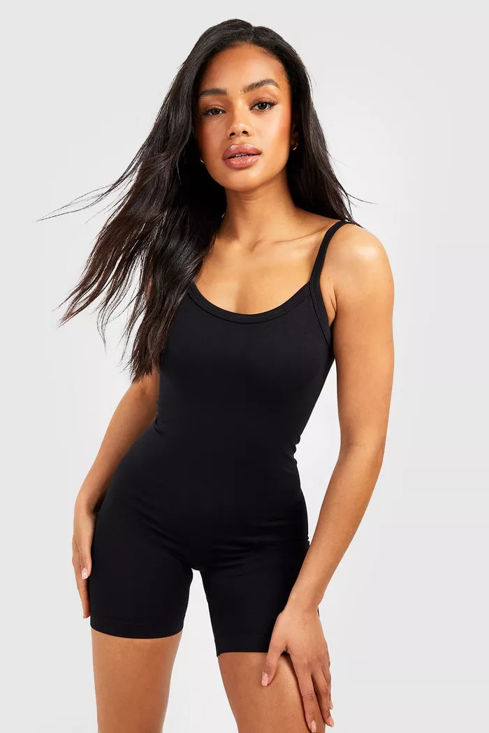 Strappy Seamless Unitard Sculpt Playsuit | Boohoo.com (UK & IE)