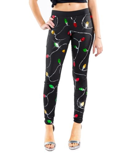 Tipsy Elves Women's Sequin Christmas Lights Leggings Size X-Large | Amazon (US)