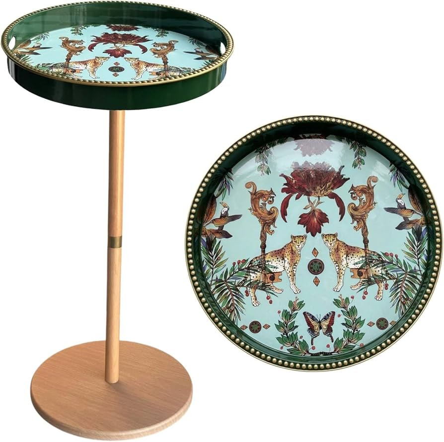 Gesodant Boho Single Leg Round Side Table with Tray Top, Pedestal Drink Table for Small Spaces, A... | Amazon (US)