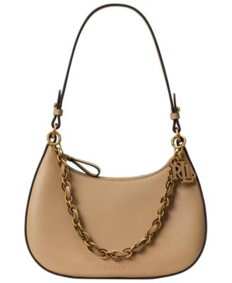 Lauren Ralph Lauren Marcy Medium Leather Shoulder Bag - Soft White | Macy's
