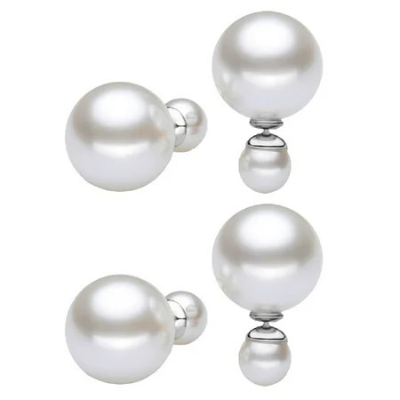 Double Sided Ball Earrings for Women - Fashionable and Elegant Earrings with Front and Back Pearl Stud Earrings - 8mm+16mm | Walmart (US)