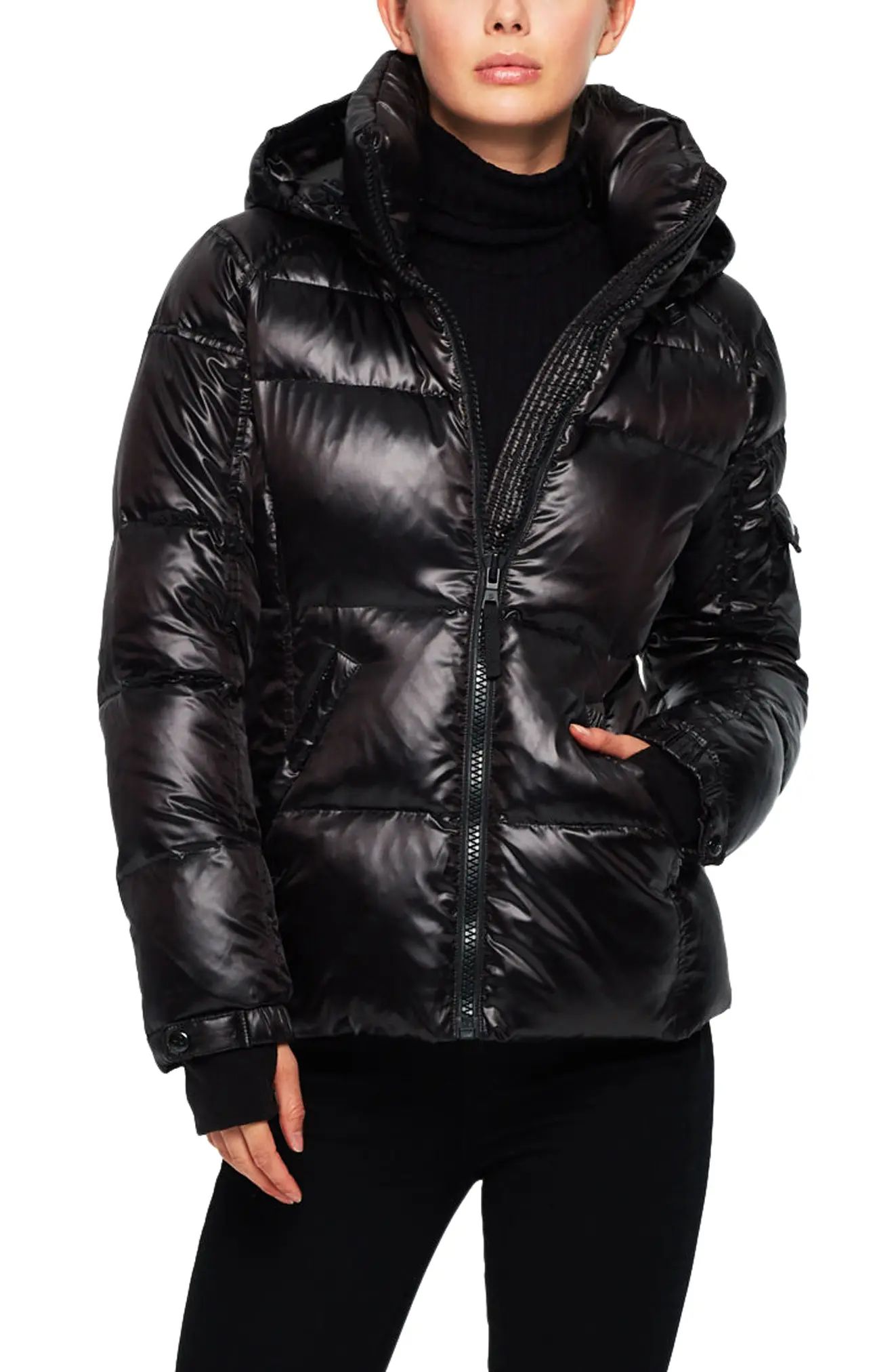 S13 'Kylie' Metallic Quilted Jacket with Removable Hood | Nordstrom