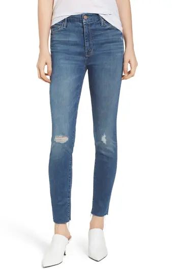 Women's Mother The Looker Frayed Ankle Jeans, Size 24 - Blue | Nordstrom