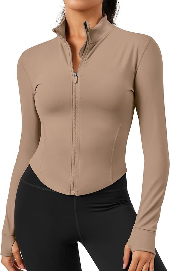 GYM RAINBOW Women Light Zip Up Workout Jackets Dropped Hem Contour Fit Sports Athletic Jackets wi... | Amazon (US)