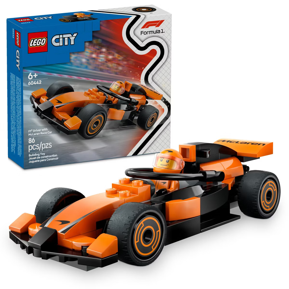 LEGO City F1 Driver with McLaren Race Car Model Racing Playset 60442 | Target