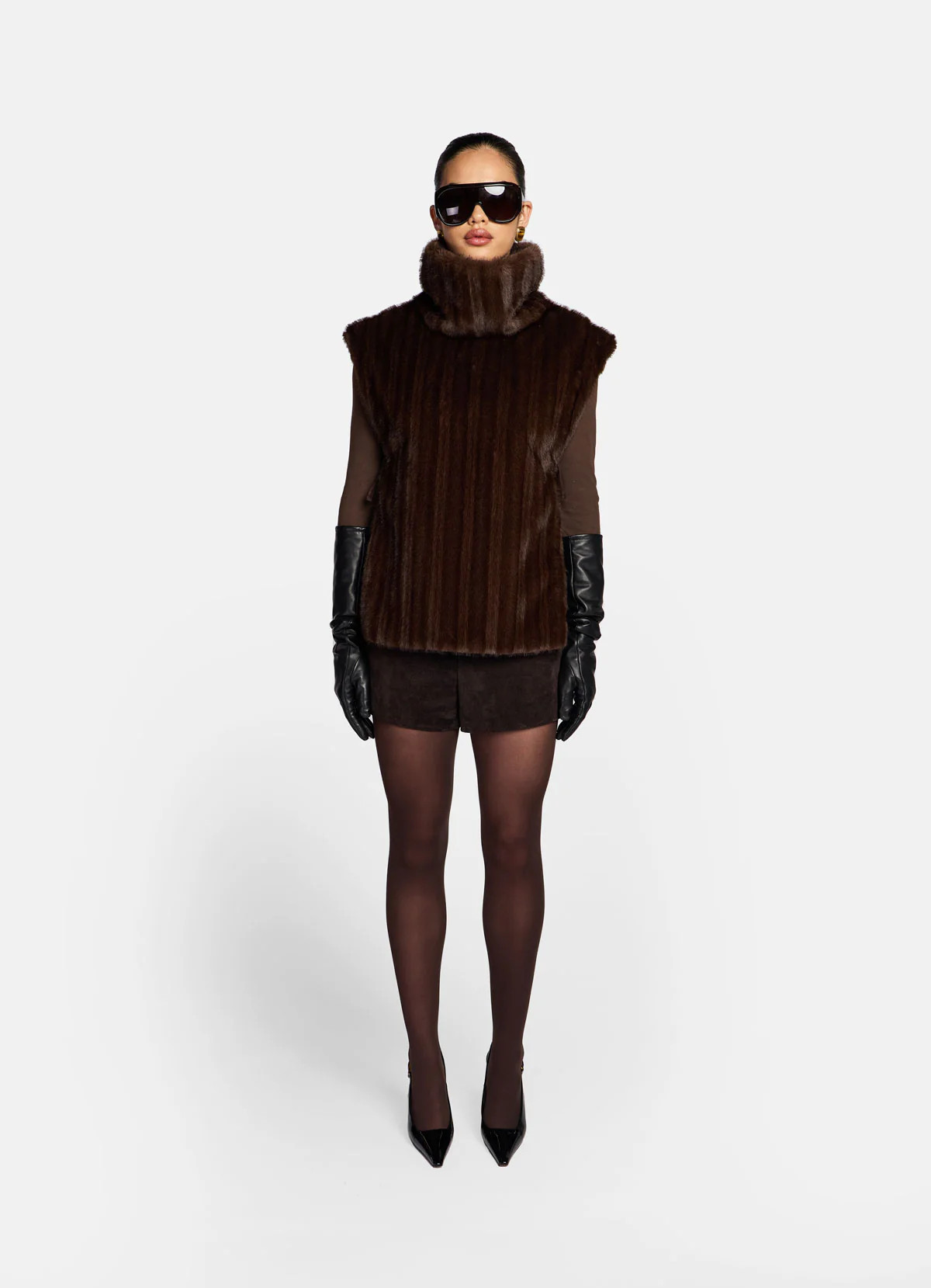 Brown Vintage Faux Fur Vest | DE SAVARY LONDON