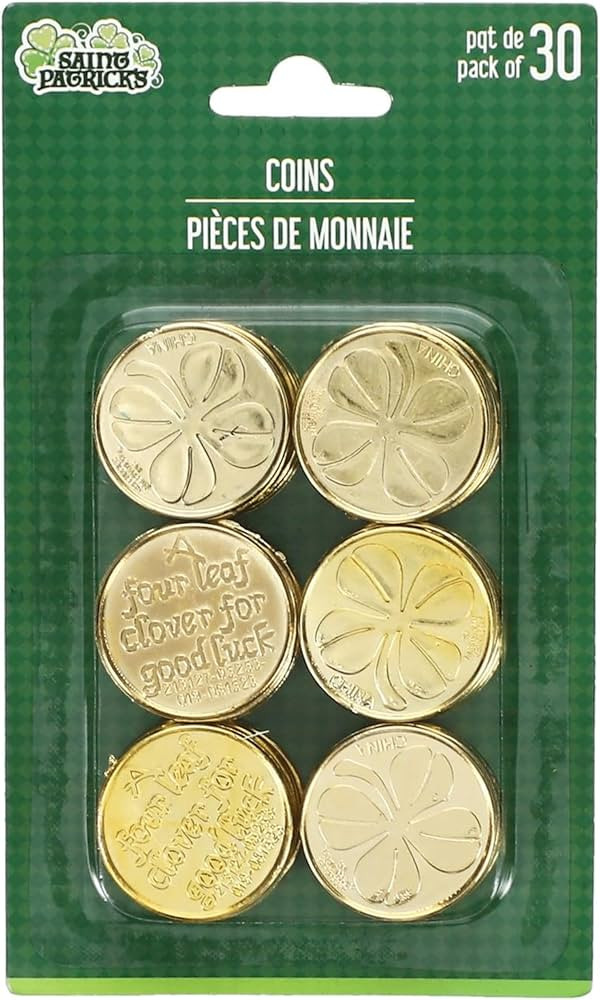Plastic St. Patrick Shamrock Coins (Pack of 30) | Amazon (US)
