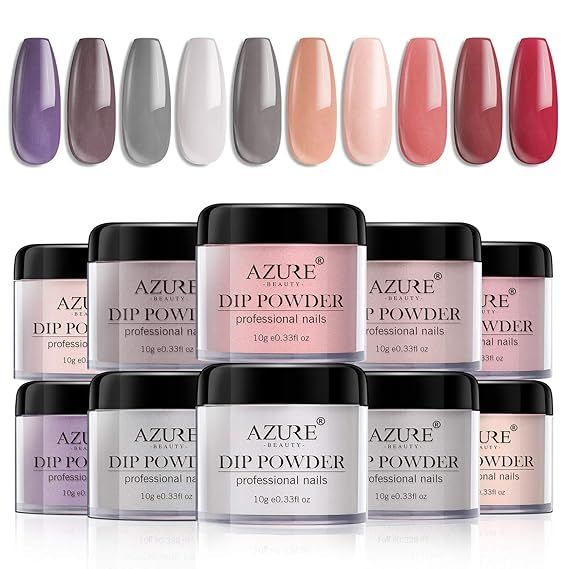 Dip Powder Nails Color Set with 10 Nude Gray Series Colors Dipping Powder Nails System for French... | Amazon (US)