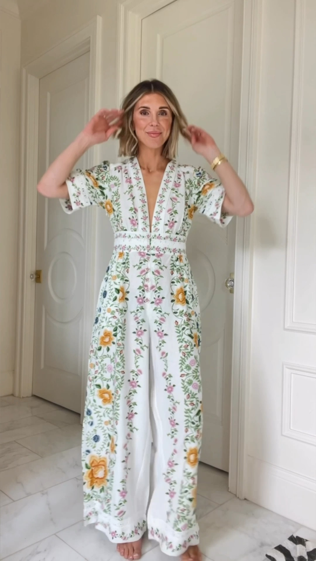 The cutest jumpsuit for spring. I'm wearing size small fits tts