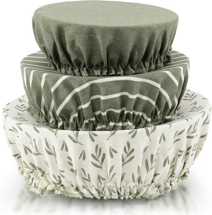 Beautiful Linen Cotton Blend Bowl Covers for Bread Proofing - Reusable Set of 3 in Varying Sizes ... | Amazon (US)