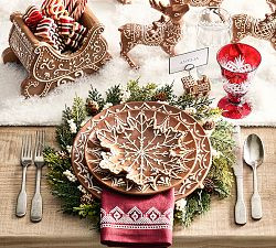 Gingerbread Snowflake Stoneware Appetizer Plates - Set of 4 | Pottery Barn (US)