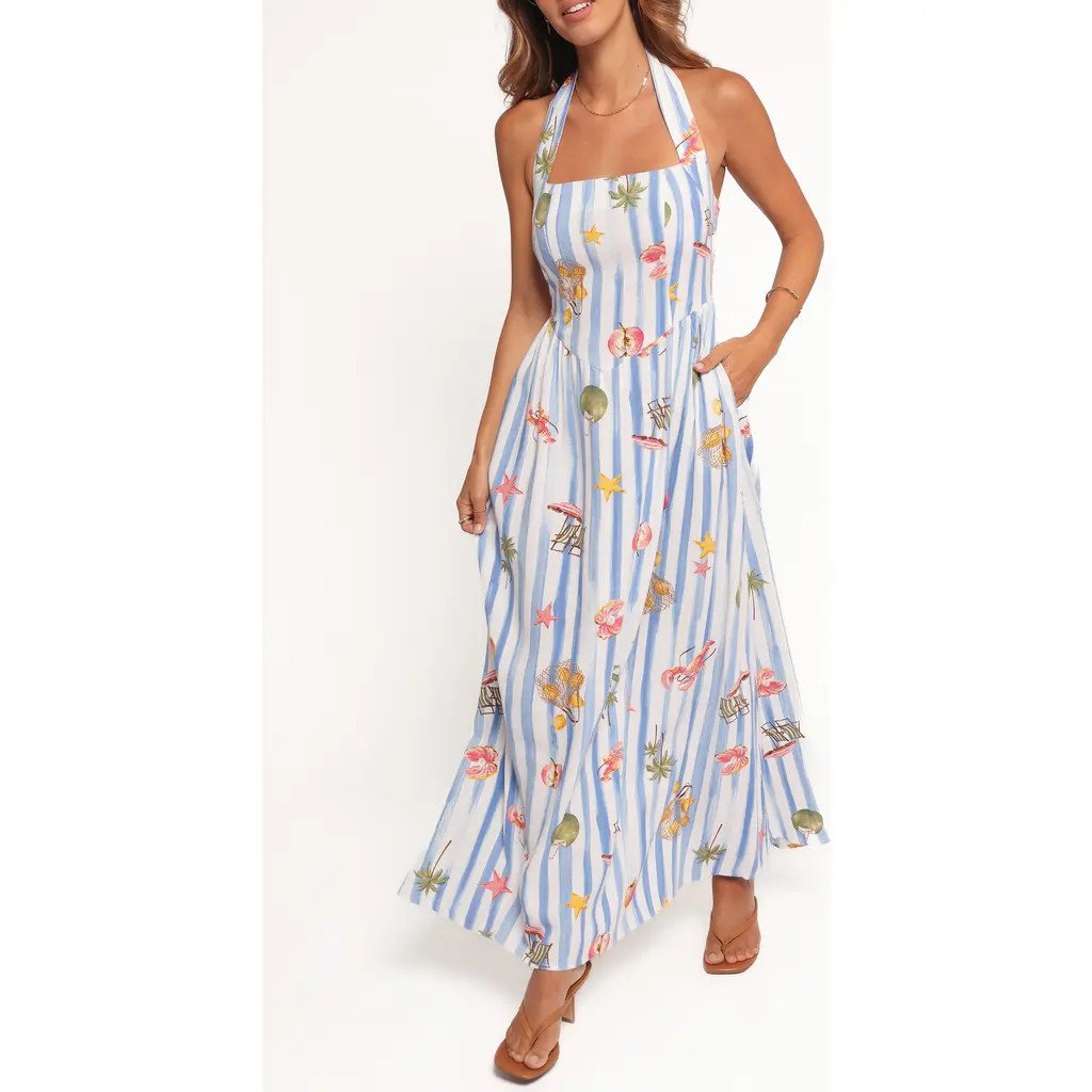 Petal & Pup Kiera Print Halter Maxi Dress in Esme at Nordstrom, Size X-Small | Nordstrom