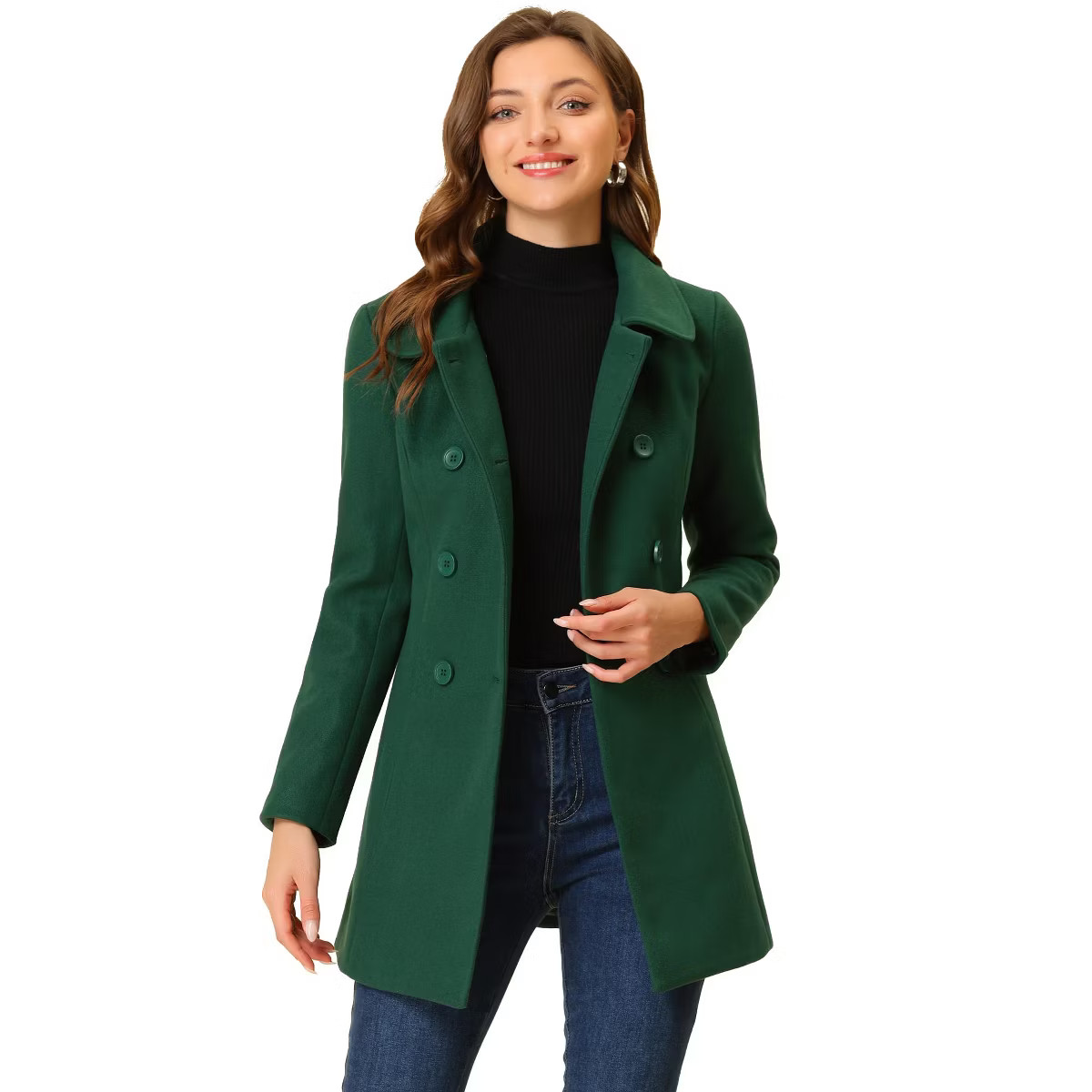 Allegra K Women's Peter Pan Collar Double Breasted Trench Coat | Target