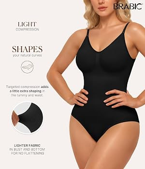 BRABIC Womens' Seamless Sleeveless V-Neck Bodysuit Shapewear Tummy Control | Amazon (US)